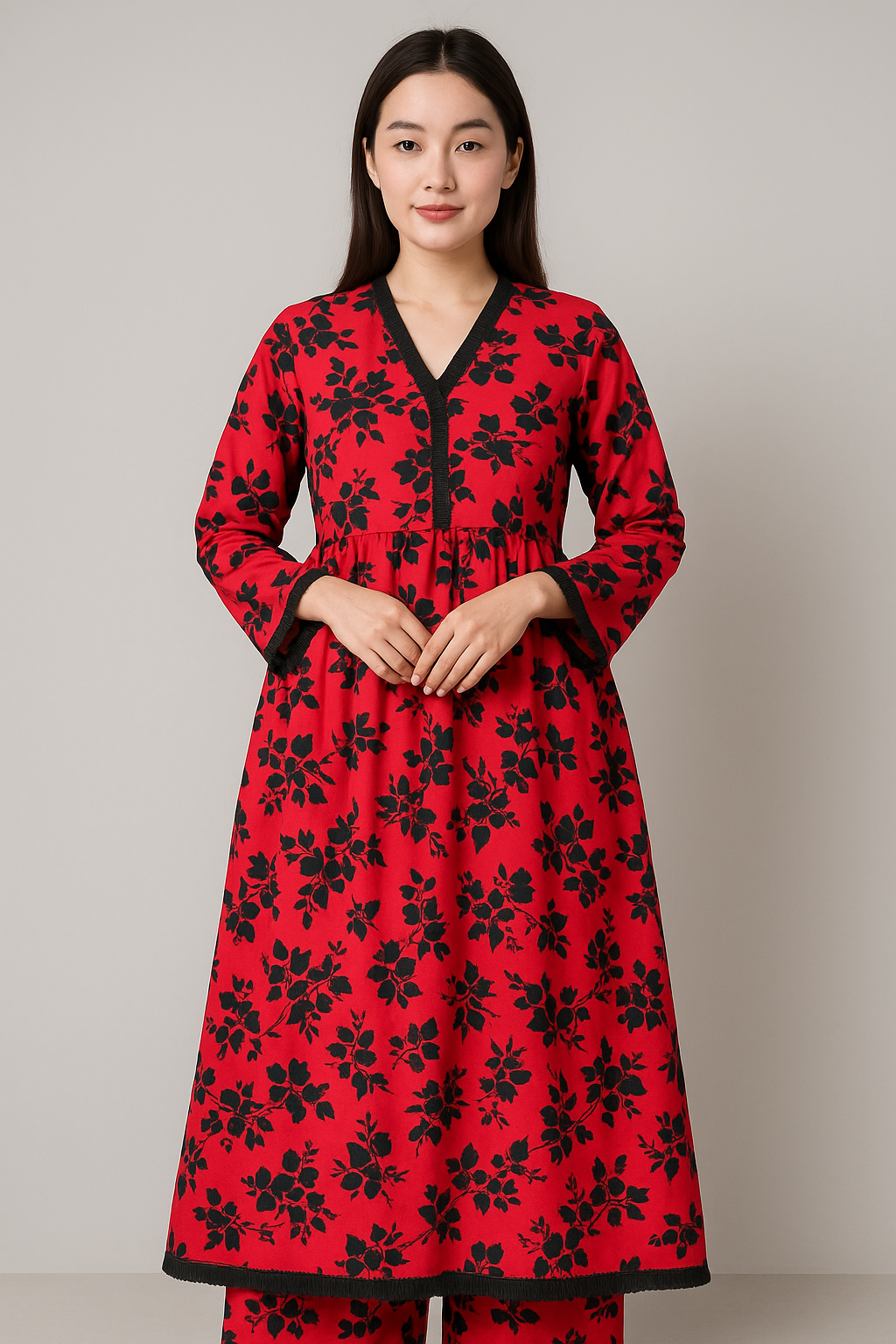 Linen Digital Printed stitched  2Pc suit Free Size