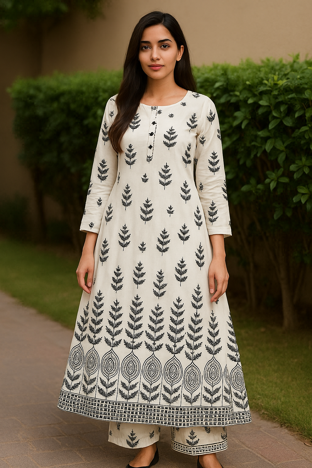 Linen Digital Printed stitched  2Pc suit Free Size