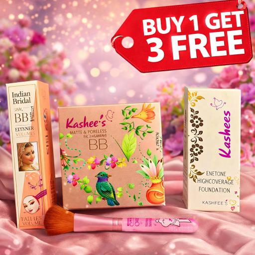 Big Deal pack of 4 Eventone High Coverage Foundation+BB powder+brush+ Eye Liner